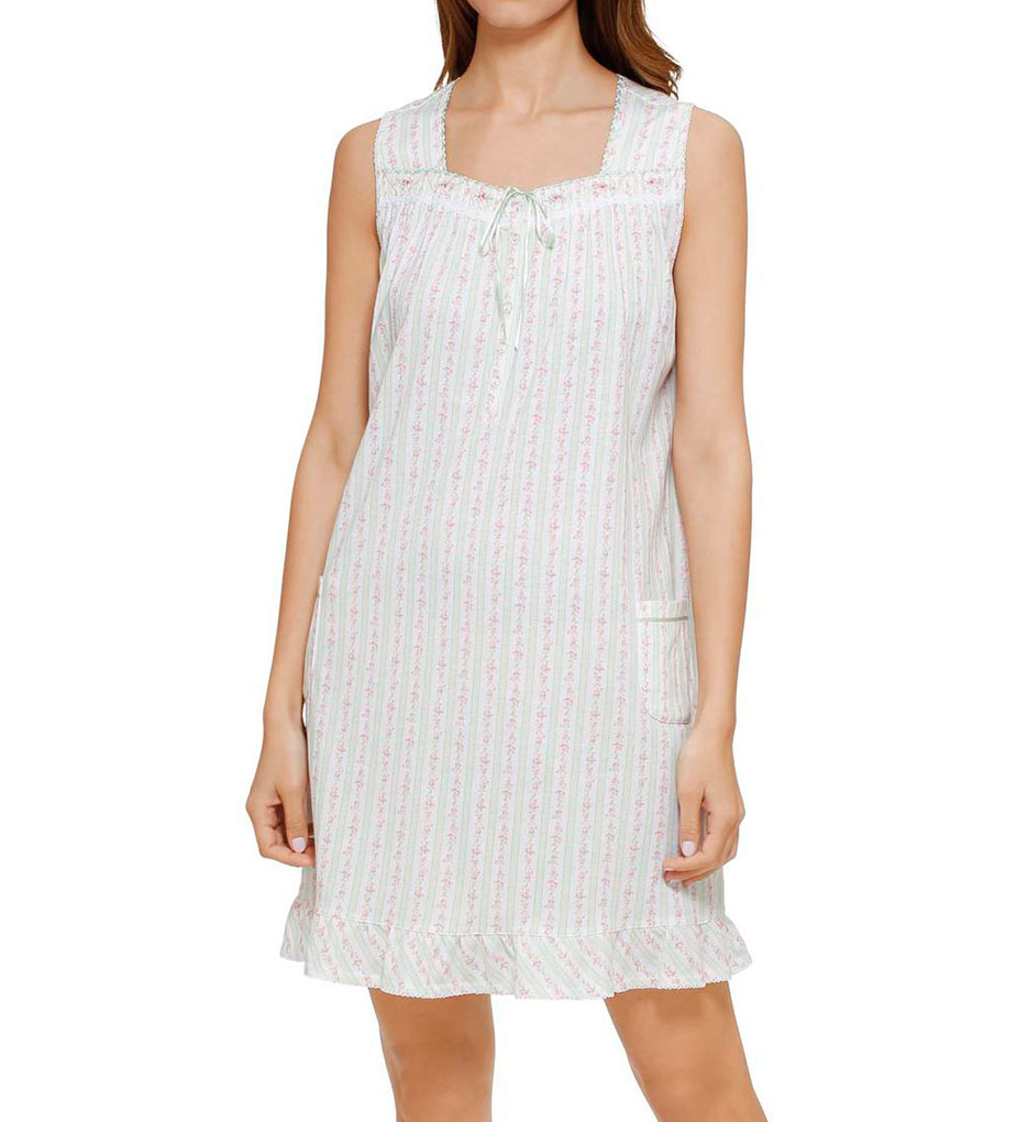 Aria Mint Ditsy Sleeveless Short Nightgown 8317713 - Aria Sleepwear
