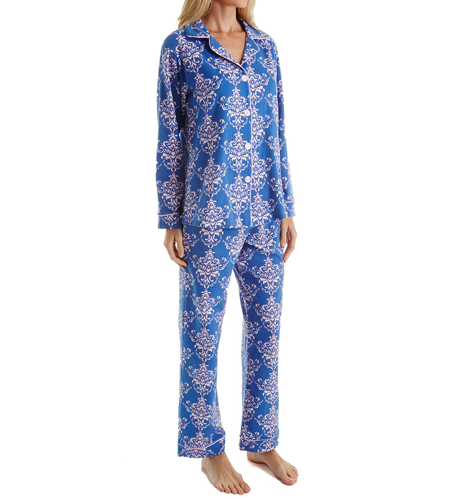 BedHead Pajamas Navy Painted Damask Long Sleeve PJ Set 2950 - BedHead ...