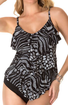 MagicSuit 476444 Composition Rita All Over Tiered Tankini Swim Top