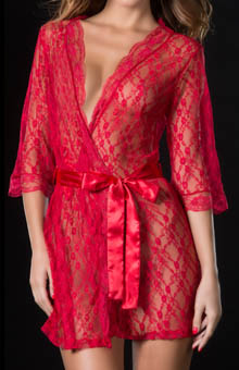 Oh La La Cheri 1098 Lace Robe with Satin Belt