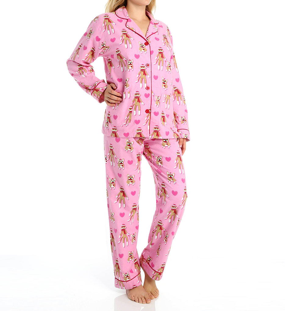 PJ Salvage Fall into Flannel Sock Monkey Pajama Set